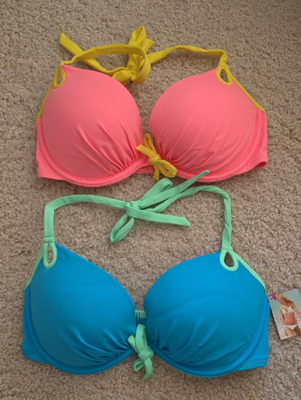 2 Victoria's Secret Gorgeous halter push up swim tops
